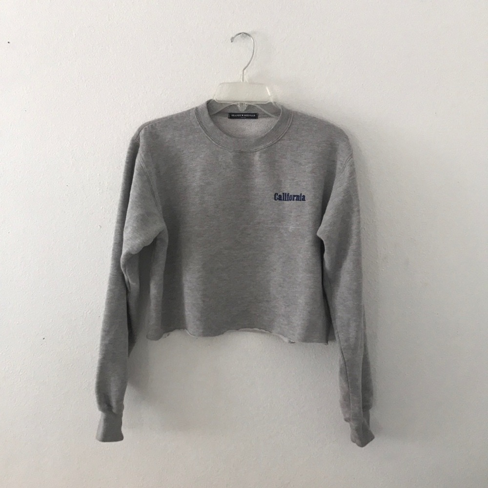 grey brandy melville cropped sweatshirt